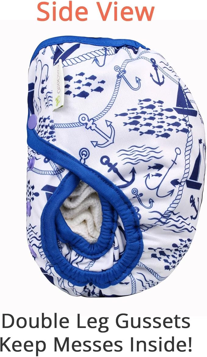 OsoCozy One Size Cloth Diaper Covers - Adjustable Snap Fit & Double Leg Gussets for Baby Boys & Girls from 8-35 Pounds. Use with Prefold, Flat or Fitted Cloth Diapers or Snap-in Inserts.