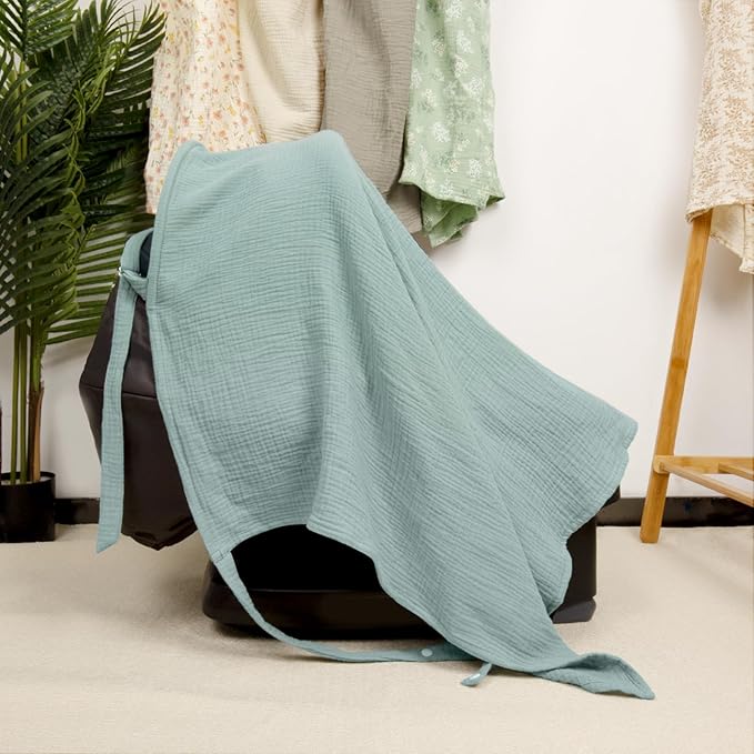 MEXXI Muslin Nursing Cover for Breastfeeding, Breathable Breastfeeding Cover for Women, Lightweight Nursing Blanket with Arch Neckline
