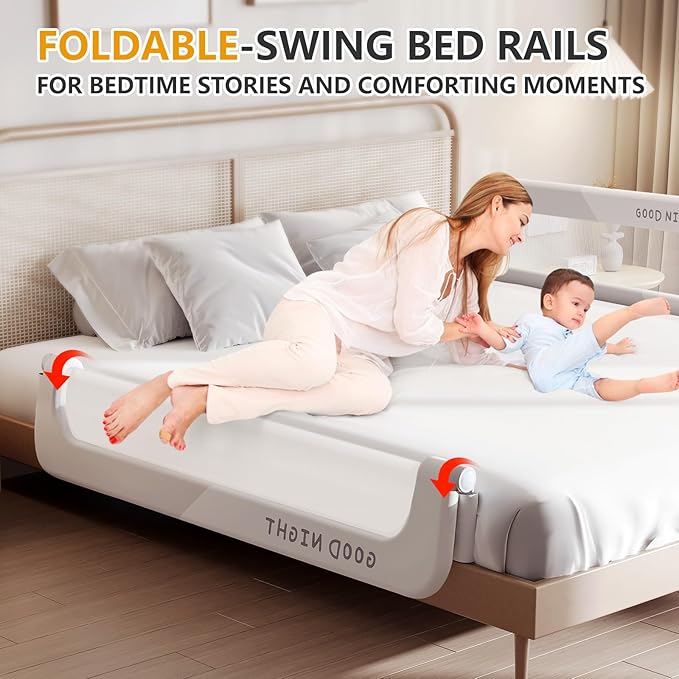 Foldable Toddler Bed Rails - Kids Guard Bumper for Crib Safe Bed Side Rail for Twin Queen King Full Size Beds (59inch)