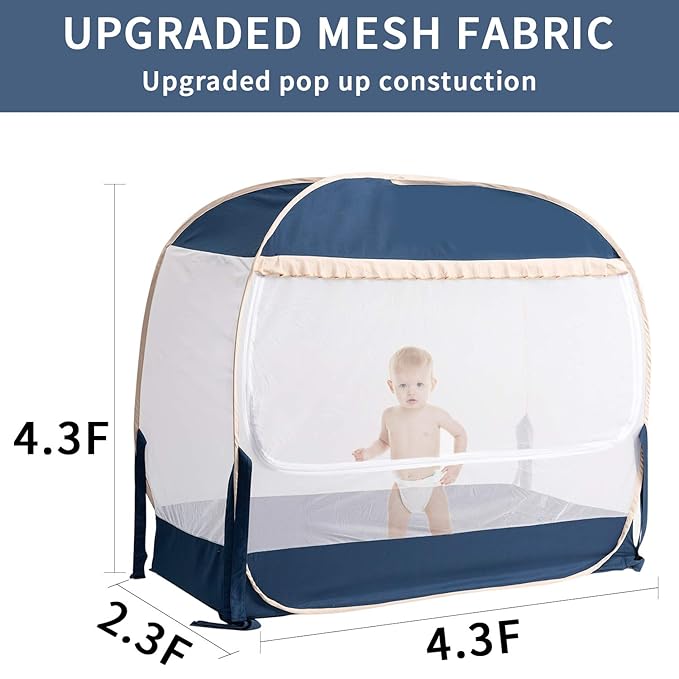 L RUNNZER Safety Crib Tent,Safety Pop Up Tent for Baby Crib,Crib Tent Cover to Keep Baby from Climbing Out and Mosquito bite