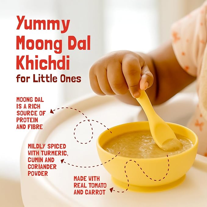 Slurrp Farm Moong Dal Khichdi Baby Cereal | Easy to Digest Travel Food for Kids | Real Veggies & 13 Nutrients | No Added Sugar, Salt or Milk | No Preservatives | 7.05 Oz (200g)