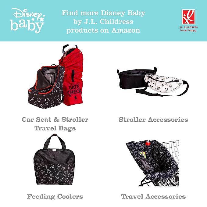 Disney Baby by J.L. Childress Portable Diaper Changing Station for Baby - Travel Diaper Changing Pad for Newborn, Essentials for Moms, Kit with Wipes Case & Storage Pockets - Mickey & Minnie Mouse