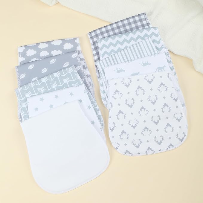 10-Pack Burp Cloths for Baby Boys and Girls - Organic Baby Burp Cloth,Baby Washcloths, Burp Rags, Large Neutral Burp Clothes for Newborn