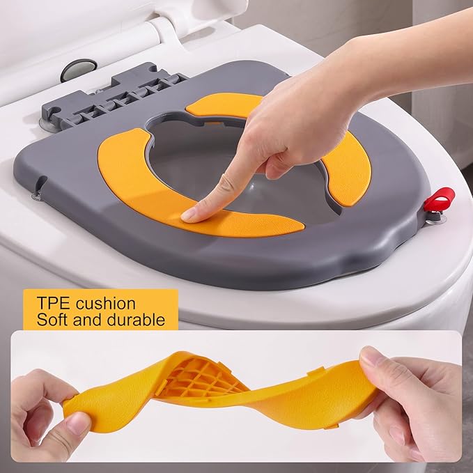 Portable Potty Training Seatï Upgraded Non-Slip-Anti pinch buttocks, No need to disassemble and install every time, saving a lot of time for Toddlers & Kids, Suitable for multi shaped toilets (Gray)