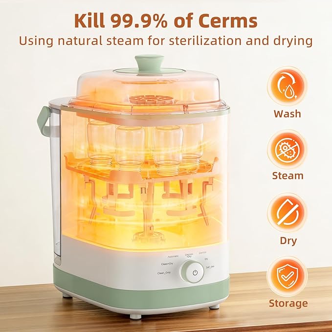 Grownsy EaseClean Bottle Washer Pro | All-in-One Bottle Washer and Sterilizer and Dryer | Baby Bottle Washer for Bottles, Pump Parts & Baby Essentials | Replaces Hand Washing