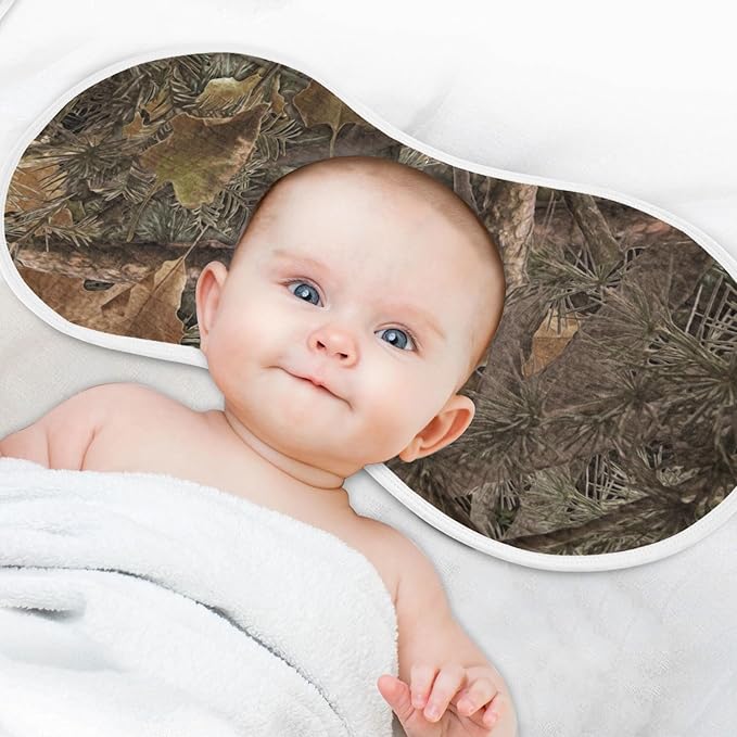 Muslin Burp Cloths for Baby Boys and Girls - 2-Pack Ultra Absorbent Forest Camo Muslin Washcloths, Newborn Towel, Milk Spit Up Rags, Burp Cloth Bibs for Unisex, 22 x 11 Inch