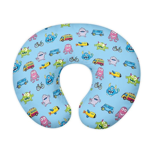 Baby Nursing Pillow Cover Monster Cartoon Car Breastfeeding Pillow Cover Boys Girls Nursing Pillow Case for Newborn, Soft Fabric Fits Snug On Infant Washable