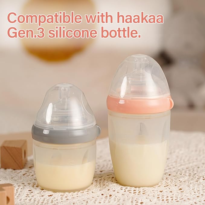 Haakaa Gen.3 Silicone Anti-Colic Baby Bottle Nipples - 100% Silicone Teat for Baby Bottles,Medium Flow, 3m+, 2pcs