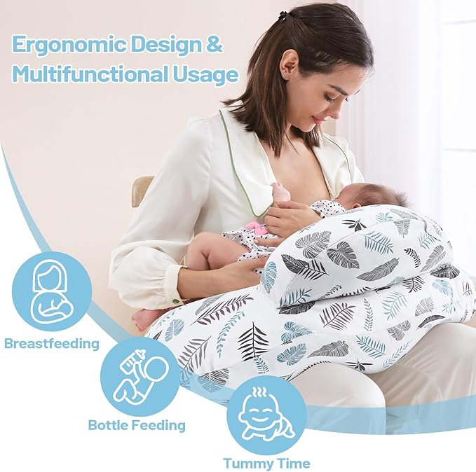 AMASKY Nursing Pillow for Breastfeeding and Bottle Feeding, Ergonomic Support for Mom and Baby, Removable Washable Cover(Milky White), Pallet of Product