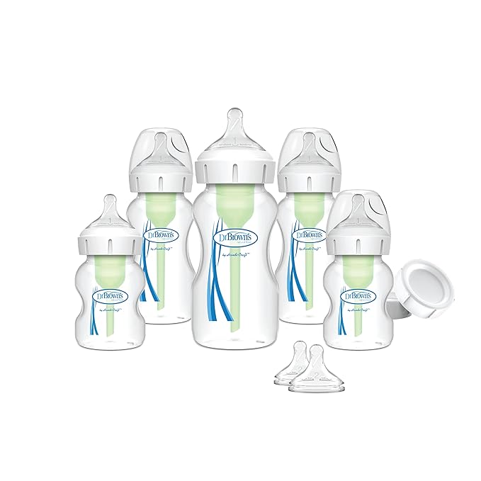 Dr. Brown's Anti-Colic Options+ Wide-Neck Baby Bottle Set with Formula Mixing Pitcher