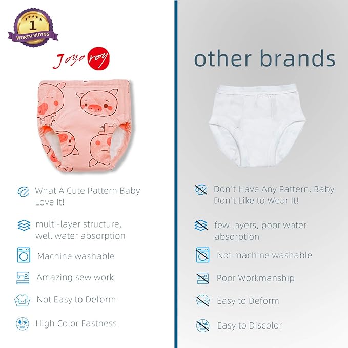 Joyo roy 6Pcs Toddler Potty Training Underwear Girls Soft Cotton Toilet Training Pants Absorbent Comfortable Padded Baby Toddler Underwear Girls 4T Leakproof Pee Pants for Girl with Potty Chart