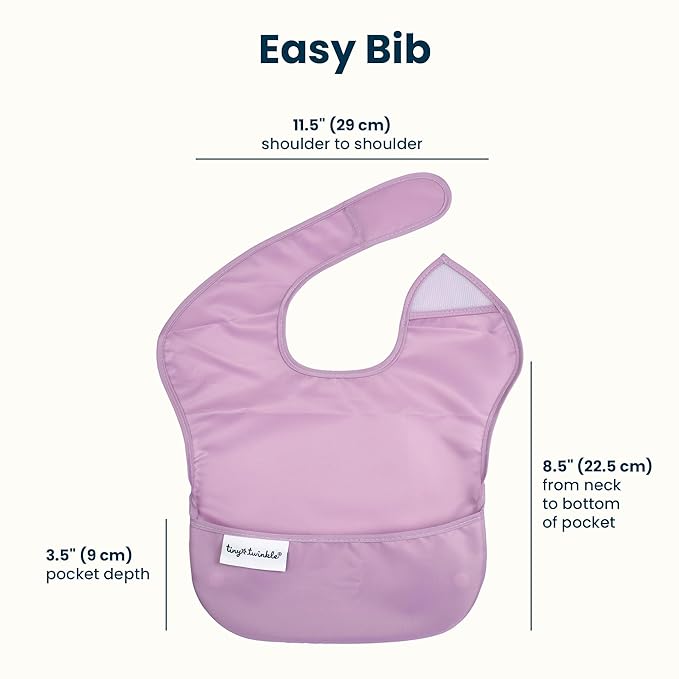 Tiny Twinkle Mess-Proof Baby Bib - Waterproof Bib for Baby Boy or Girl - Machine Washable - Adjustable Closure - PVC, BPA & Phthalate Free - Great for Travel - Baby Food Bibs (5 Pack, Girl Spring)