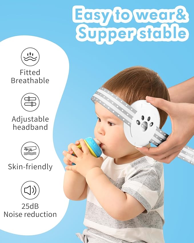 Baby Ear Muffs Noise Protection, 25dB Noise Cancelling Headphones for Infants Toddlers 0-36 Months Airplane Travel Essentials