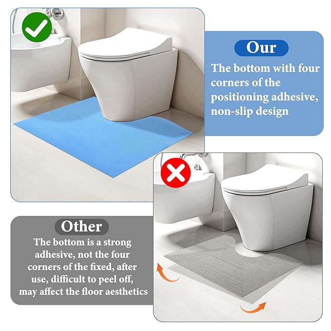 30 Pack Disposable Toilet Mats Non-Slip Toilets Floor Protector from Urine Absorbent Toilet Floor Mat U Shaped Toilets Mat for Bathroom, Blue, 22" x 20"