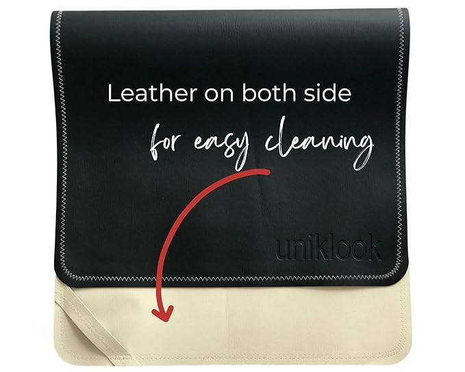 Vegan Leather Changing Mat by UNIKLOOK | Baby Infant Toddler Multipurpose | Waterproof Diaper Pad Placement Pet or Desk Mat Portable Foldable for Travel Wipeable Double Sided (14x22 in) Blanc + Rose