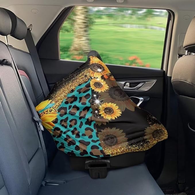 Coldinair Leopard Print Multifunctional Nursing Cover Multi Use Cover for Baby Car Seat Canopy Sunflower Shopping Cart Cover,Stroller Cover