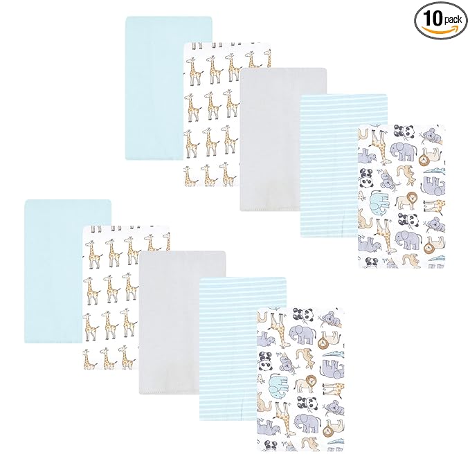 Hudson Baby Unisex Baby Flannel Burp Cloth 10pk, Kangaroo, One Size