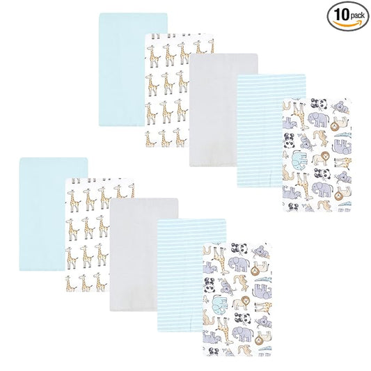 Hudson Baby Unisex Baby Flannel Burp Cloth 10pk, Kangaroo, One Size
