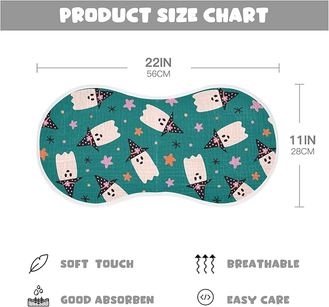 vvfelixl Muslin Burp Cloths Halloween Ghosts Baby Washcloths for Baby Girl Boys 2 Pack