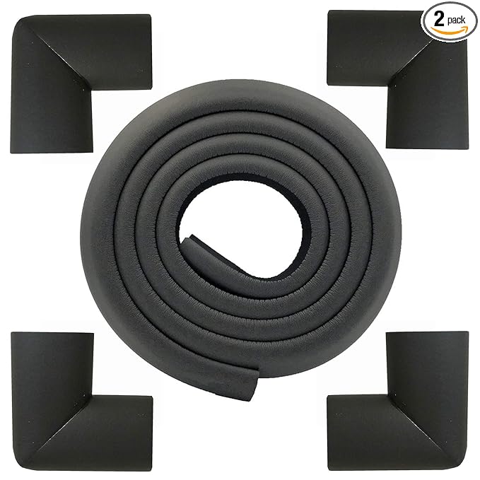 M2cbridge L Shape Extra Thick Furniture Table Edge Protectors Foam 6.5 Ft (Black with 4 Corners)