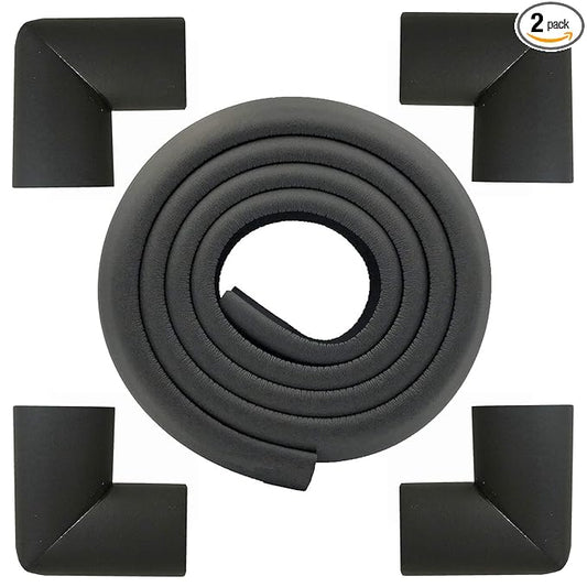 M2cbridge L Shape Extra Thick Furniture Table Edge Protectors Foam 6.5 Ft (Black with 4 Corners)