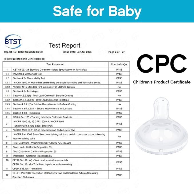 Baby Silicone Nipples for Lansinoh Bottles, Anti-Colic Replacement Nipple for Baby 3m+, BPA Free, Medium Flow, Size M, 6 Count