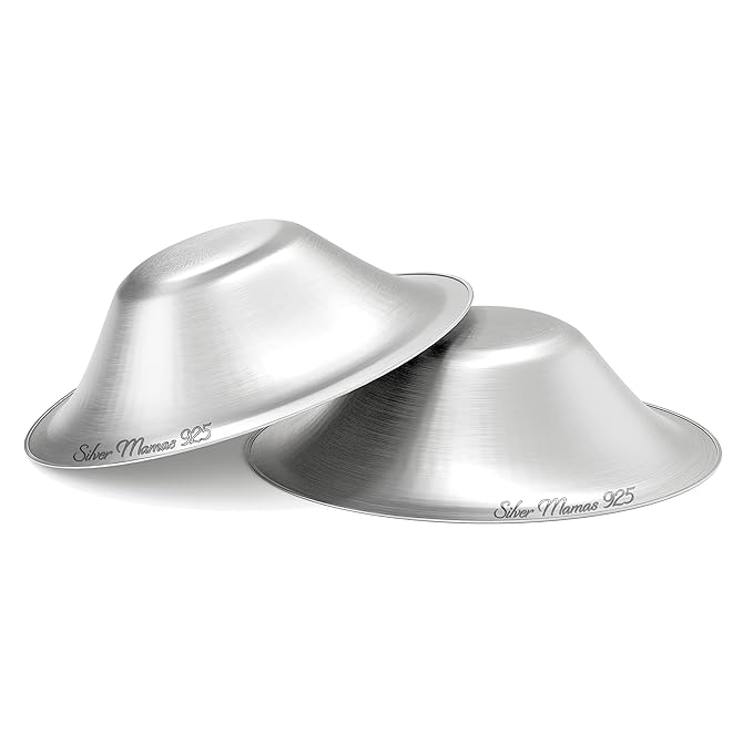 Nursing Cups for Nursing Newborn, Silver Nipple Covers Breastfeeding, 925 Silver Nursing Shields, Healing Cups, Newborn Essentials Must Haves, Soothe Sore and Cracked Nipples (Regular)