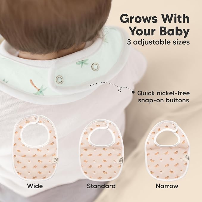8-Pack Organic Baby Bibs for Boys, Girls - Soft Cotton Drooling and Teething Bibs for Baby Girl & Boy, Extra Absorbent, Easy to Clean & Put On for Toddler, Newborn, Infant 0-24 Months (Roarsome)