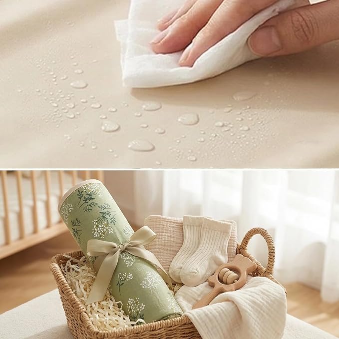 Baby Diaper Changing Pad, 19.7"x25.6" Waterproof Changing Pad Liners with 100% Muslin Cotton Front Top and Leather Back, Soft and Absorbent Portable Changing Mat for Travel, Changing Station
