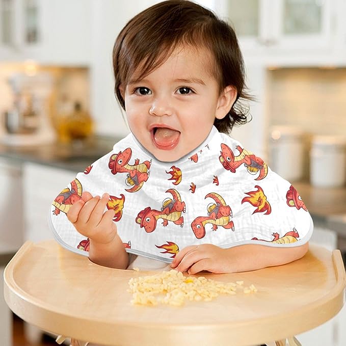vvfelixl Firefighter Dinosaur Burp Cloths for Baby Boy Girls Baby Washcloths Burp Rags 1 Pack