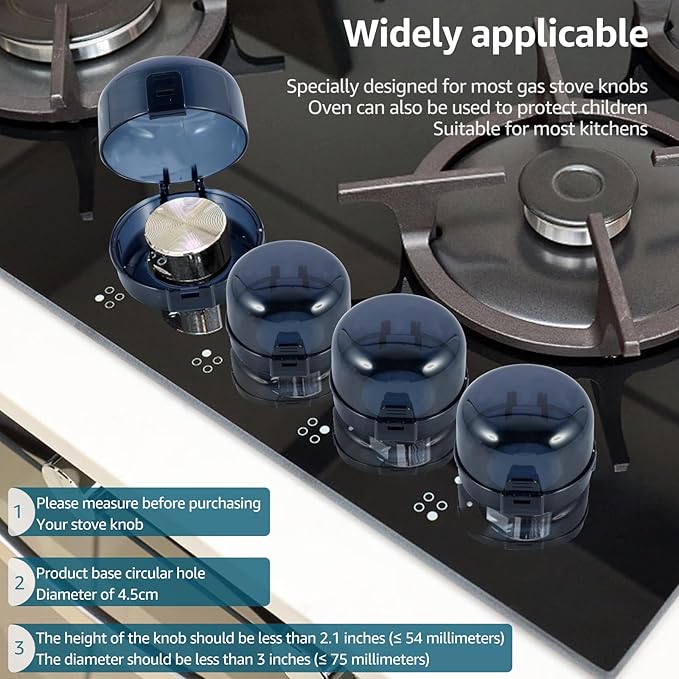 6 Pack Stove Knob Covers for Child Safety, Heat Resistant Gas Stove Knob Locks with Adhesive, Childproof Stove Knob Covers Oven Knob Covers for Kids Safety and Pet Safety
