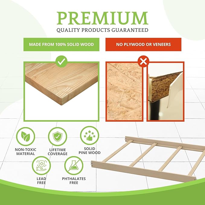 Full-Size Conversion Kit Bed Rails for Oxford, Soho, Ozlo & Avalon Baby Convertible Cribs - Solid Wood - Toddler and Adult Rail for Full-Size Bed - Nursery & Baby Furniture (Washed Sand, Hook-On Kit)
