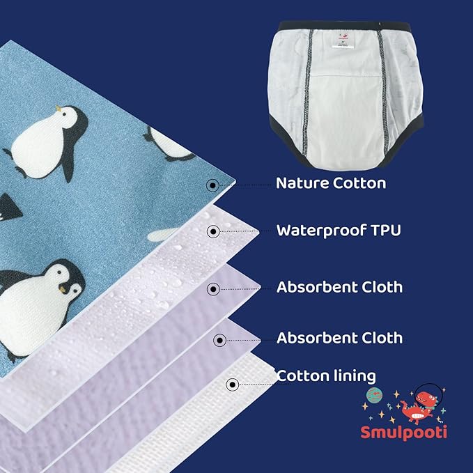 8 Packs Reusable Potty Training Underwear for Boys for Potty Training and Strong Absorbent Toddler Training Underwear for Boys 1t