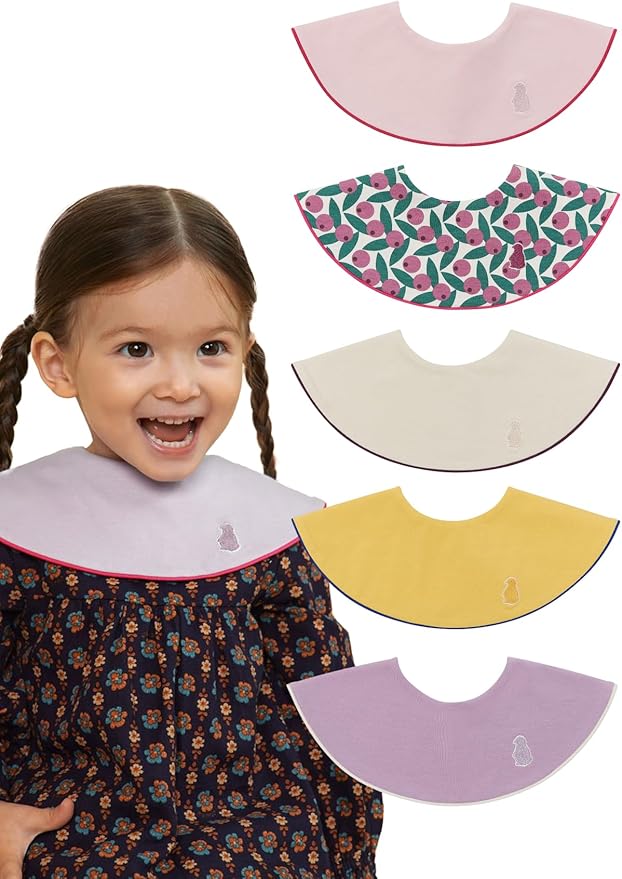 Konny Baby Bib 3/5/7-Pack Set, 360 ° Rotate, Soft and Absorbent Drooling for Toddler Boys Girls Baby Essentials