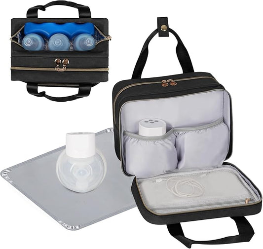 Wearable Breast Pump Bag for Working Moms, Breastmilk Cooler Travel Bag, Portable Pumping Carrying Case for Office & On-the-Go
