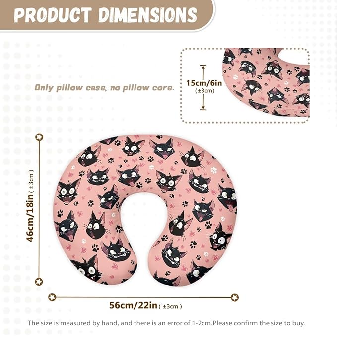 Nursing Pillow Cover with Hidden Zipper Black Cats Dog Paws Skin Friendly for Moms/Baby Nursing Pillow Cover Stretchy Removable Cover for Breastfeeding Pillows