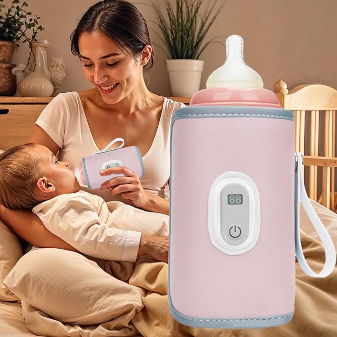 Rechargeable Bottle Warmer - Portable Milk Warmer, Fast Heating Bottle Warming for Breastmilk & Water | Precise Temperature Control, Digital Display for Travel, Mom & Dad, Home Nursery