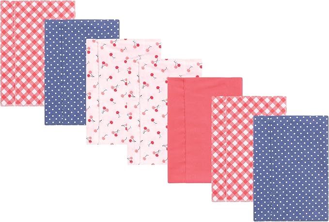 Luvable Friends Hudson Baby Flannel Burp Cloths 7pk, Sweet Cherries