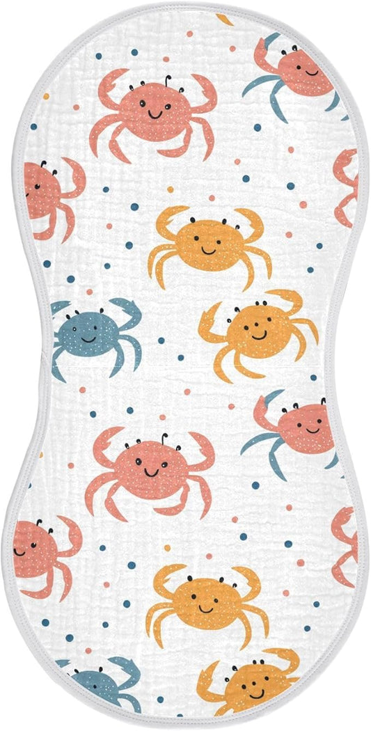 vvfelixl Colorful Crab Burp Cloths for Baby Boy Girls Baby Washcloths Burp Rags 1 Pack