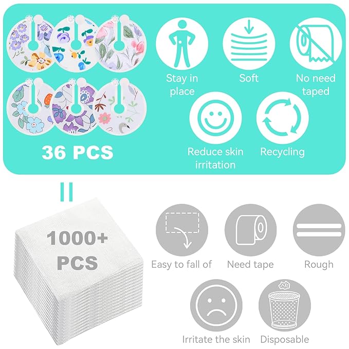 36 Packs G Tube Button Covers Feeding Tube Supplies G Tube Accessories Nursing Pads Reusable G Tube Button Pad for Kid Breastfeeding Stay Dry 3 Inch (Pattern)