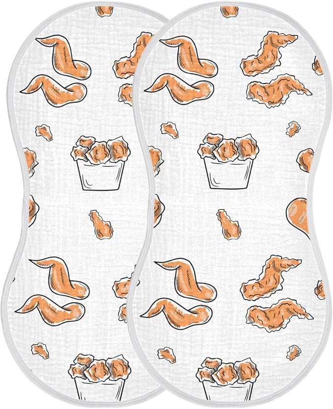 vvfelixl Muslin Burp Cloths Chicken Wings Baby Washcloths for Baby Girl Boys 2 Pack