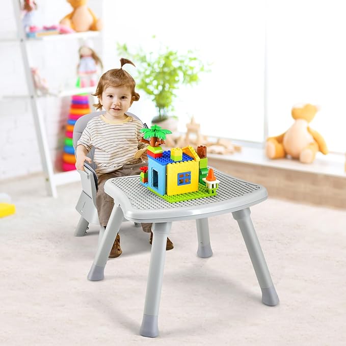 GLACER 8 in 1 Convertible Baby High Chair - Adjustable High Chairs for Babies and Toddlers with Removable Tray, Dual Cushions, Activity Table and Chair Set, Booster Seat, Stool (Gray)