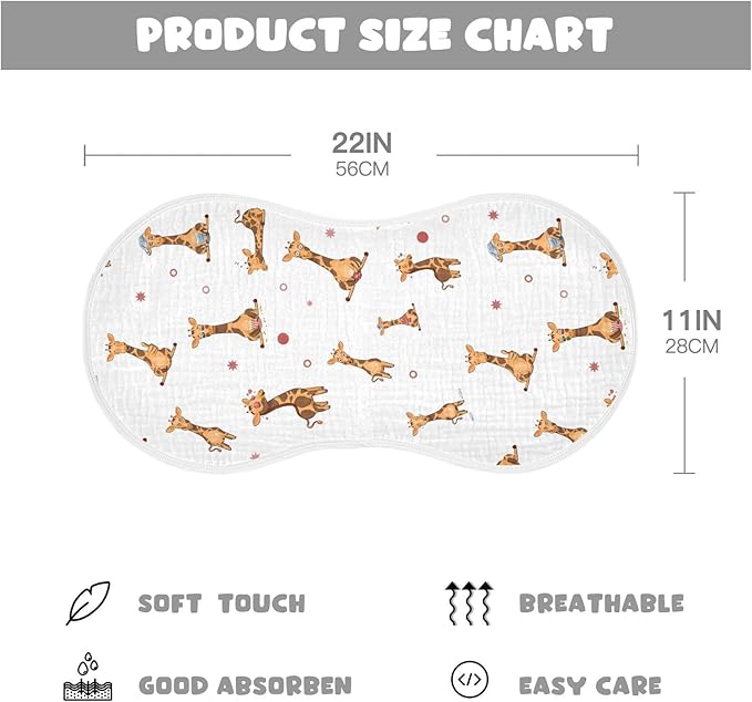 vvfelixl Muslin Burp Cloths Funny Giraffe Emotions Baby Washcloths for Baby Girl Boys 2 Pack White