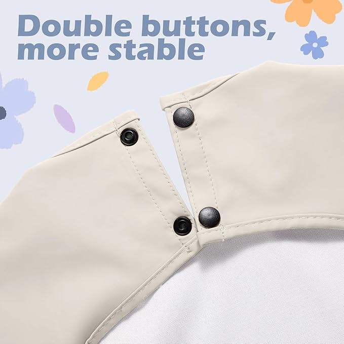 JaGely 4 Pack Long Sleeve Baby Bibs Waterproof Smock Bid with Elastic Cuffs Large Pocket for Baby Eating Feeding 6-36 Months