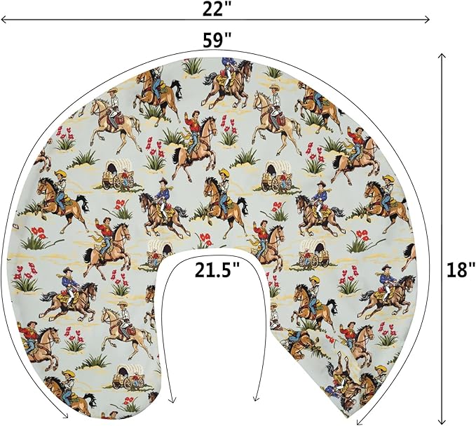 Vintage Cowboy Floral Nursing Pillow Covers for Boy Girl Western Cowboy Horse Nursing Pillow Slipcovers for Breastfeeding Pillows Wild West Desert Soft Stretchy Removable Covers for Newborn Infant