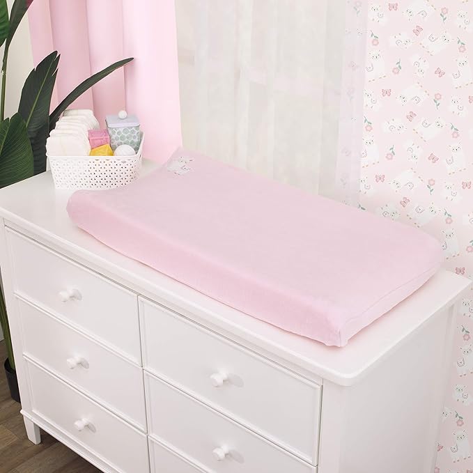 Little Love by NoJo Sweet Llama & Butterflies Pink Super Soft Changing Pad Cover, Pink, Ivory