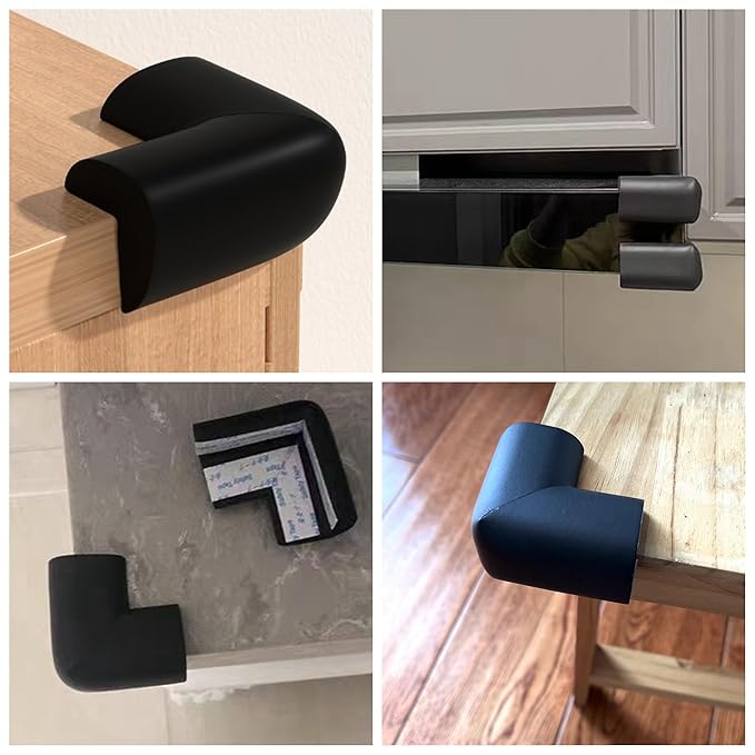 M2cbridge L Shape Extra Thick Furniture Table Edge Protectors Foam 6.5 Ft(8 Corners(Black))