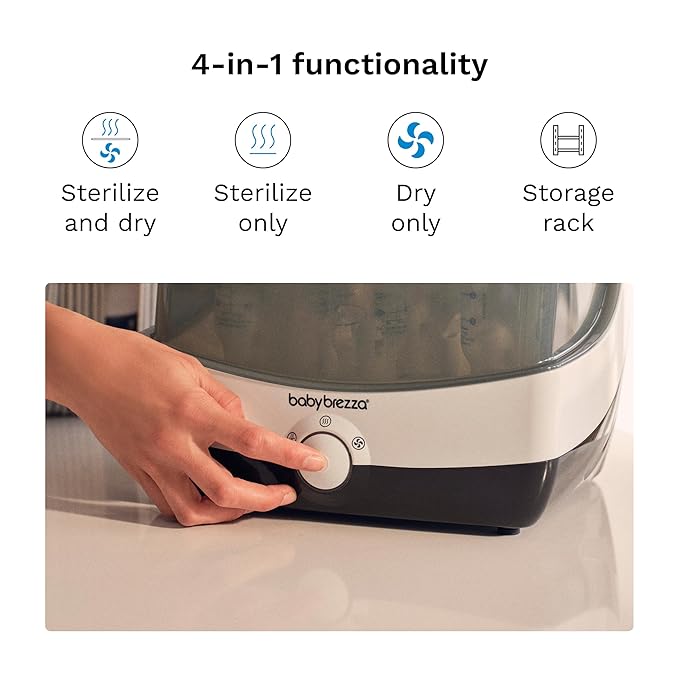 Baby Brezza Superfast 10 Minute Baby Bottle Sterilizer + Dryer - 75% Faster – Universal Electric Steam Sterilization for All Bottles, Pacifiers + Breast Pump Parts