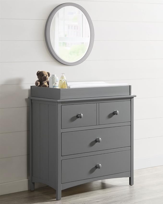 Oxford Baby Changing Topper for Universal 3-Drawer Dresser, Dove Gray