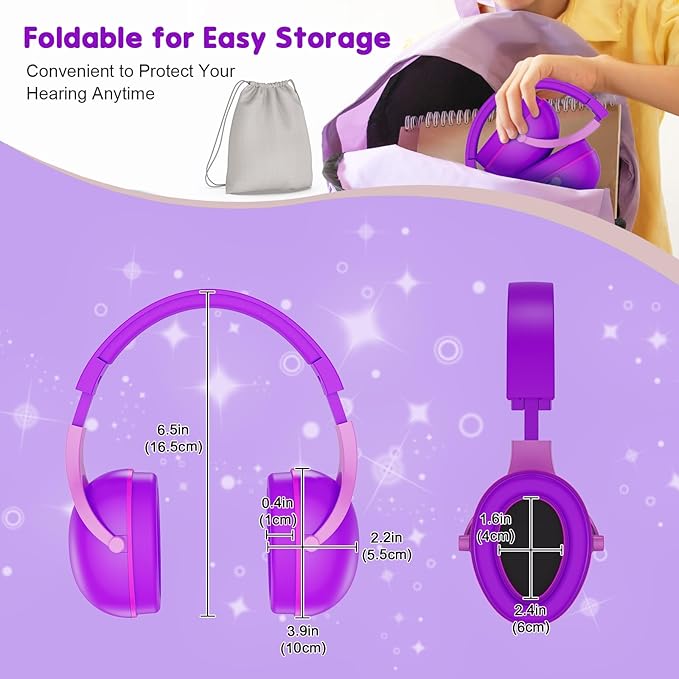 ProCase Noise Cancelling Headphones for Kids, 2 Pack Kids Ear Protection, Hearing Protection Earmuffs for Sensory Autism Toddler Child -Purple&Indigo